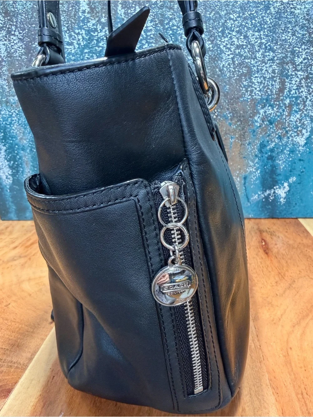 Coach Classic 2012 Black Leather Gallery East West Tote Bag